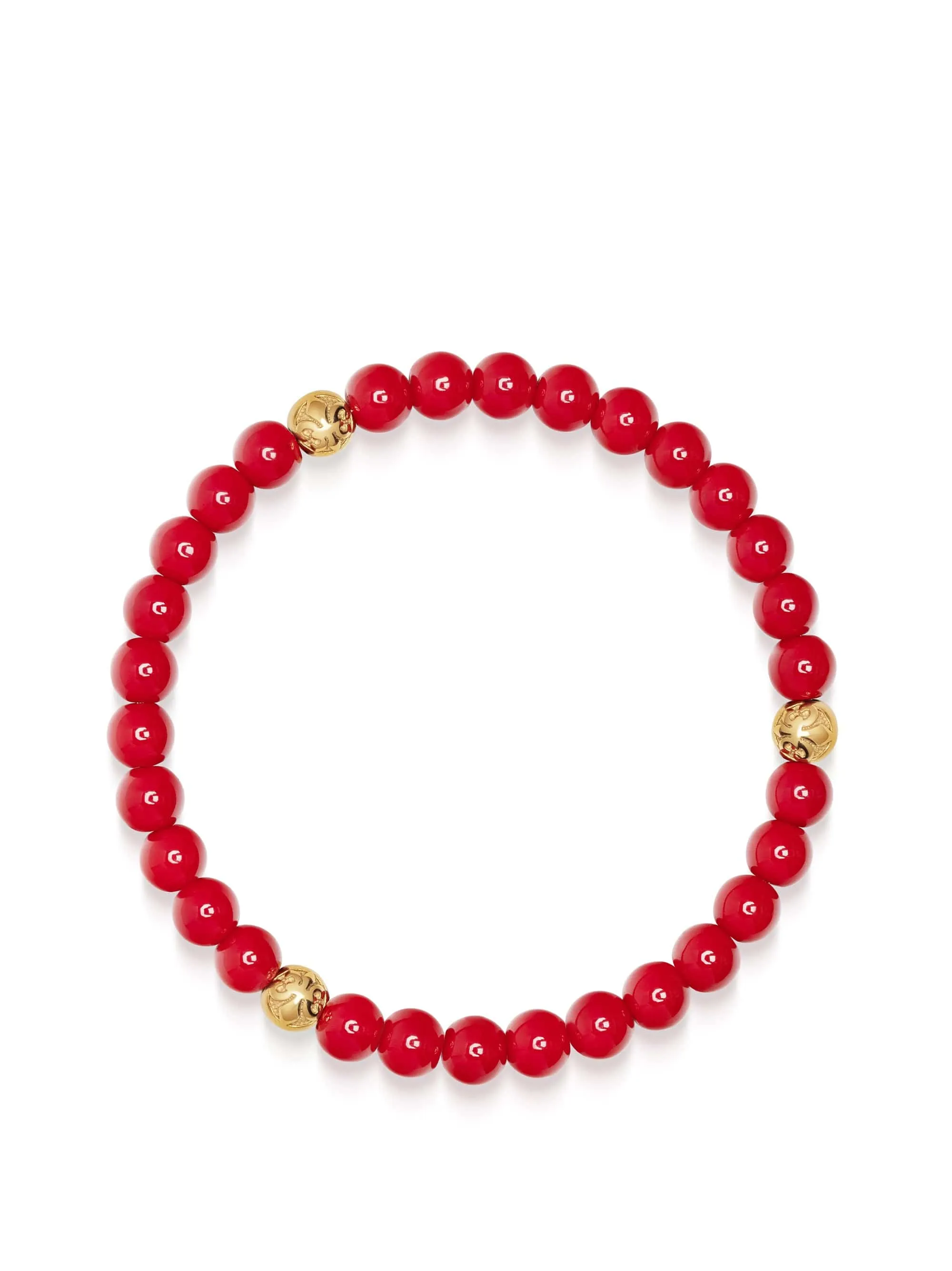 6mm Red Jade Bracelet with Gold Balls