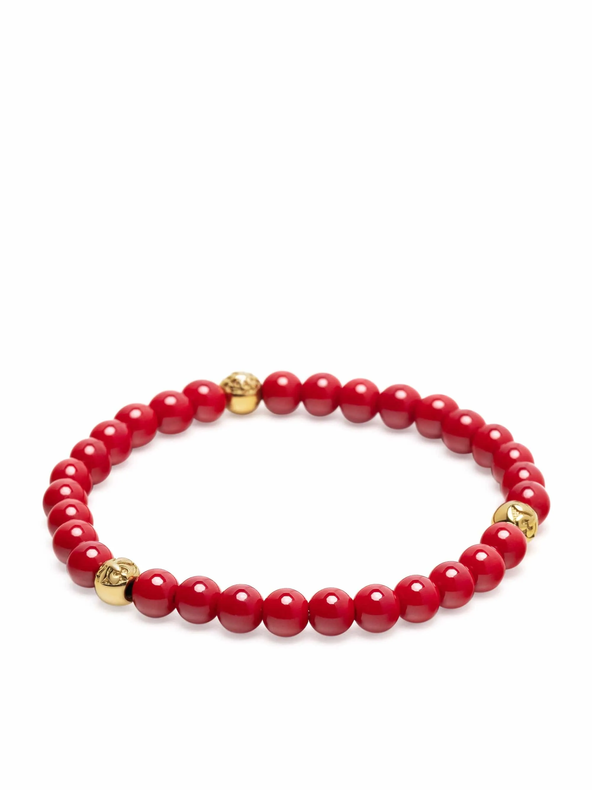 6mm Red Jade Bracelet with Gold Balls