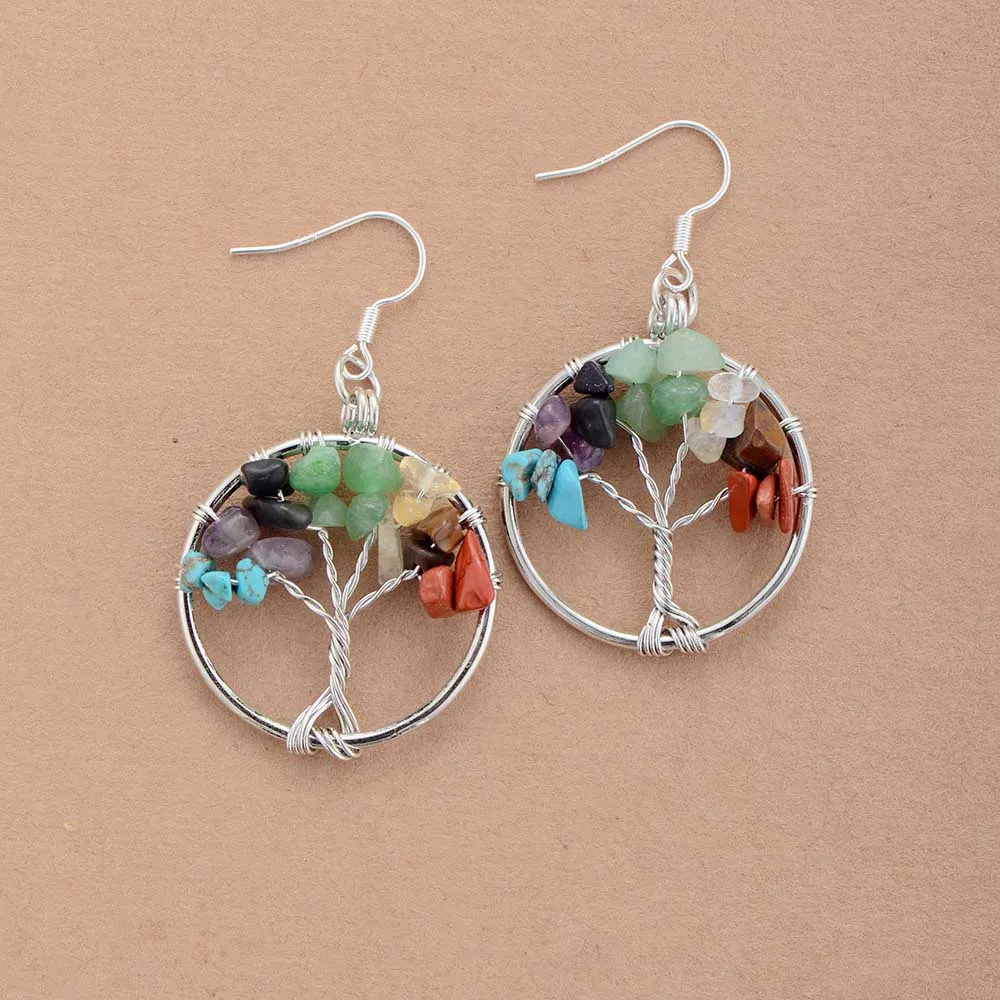 7 Chakra Tree of Life Earrings
