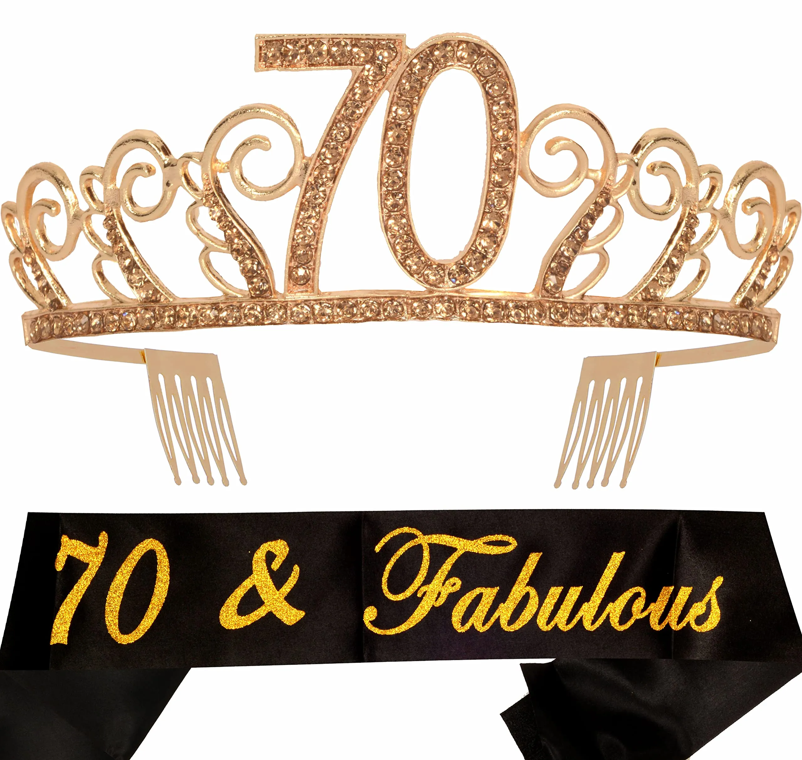 70th Birthday Gifts for Women, 70th Birthday Tiara and Sash, Happy 70th Birthday Party