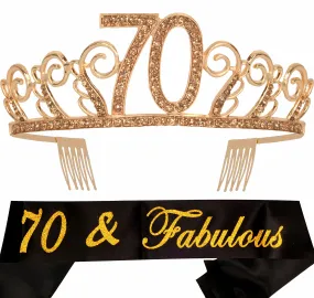70th Birthday Gifts for Women, 70th Birthday Tiara and Sash, Happy 70th Birthday Party