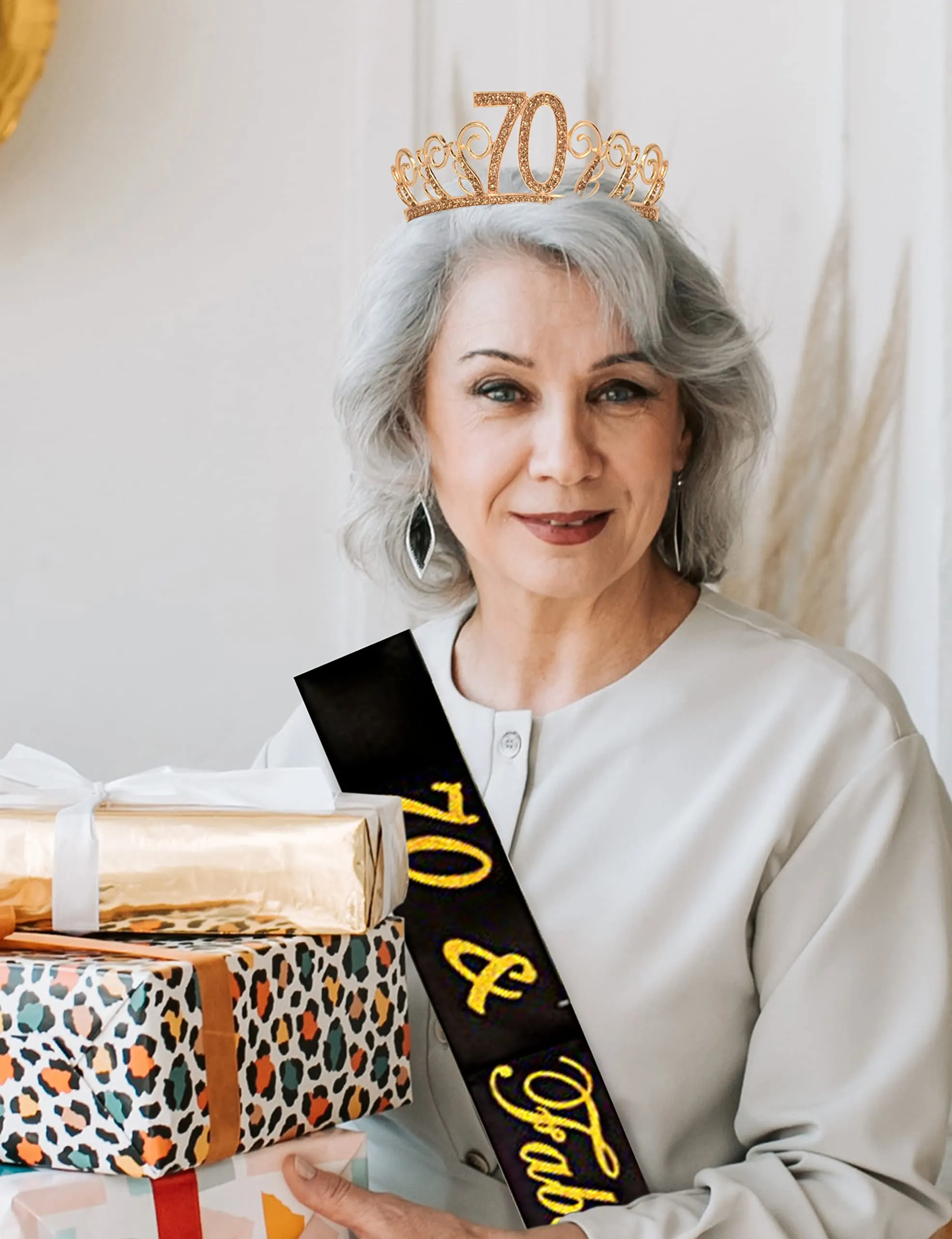 70th Birthday Gifts for Women, 70th Birthday Tiara and Sash, Happy 70th Birthday Party