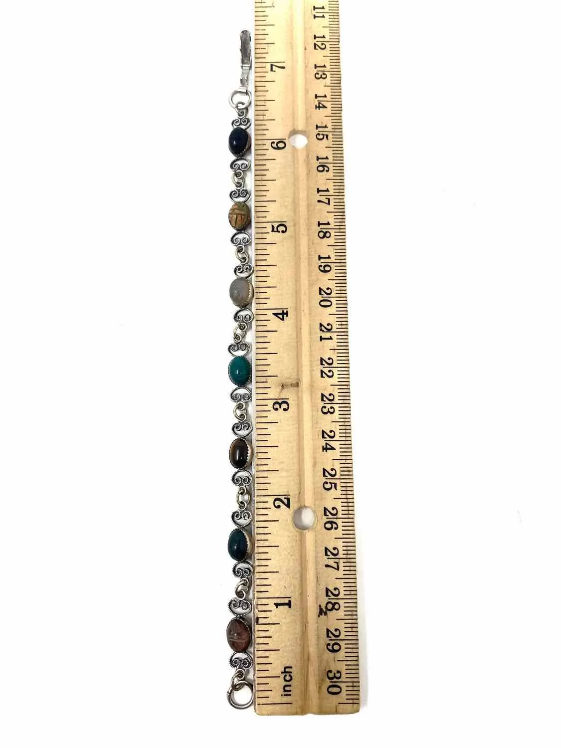 .925 Oval Carved Multi-stone Bracelet