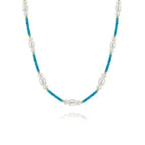 925 Silver Baroque pearl turquoise necklace