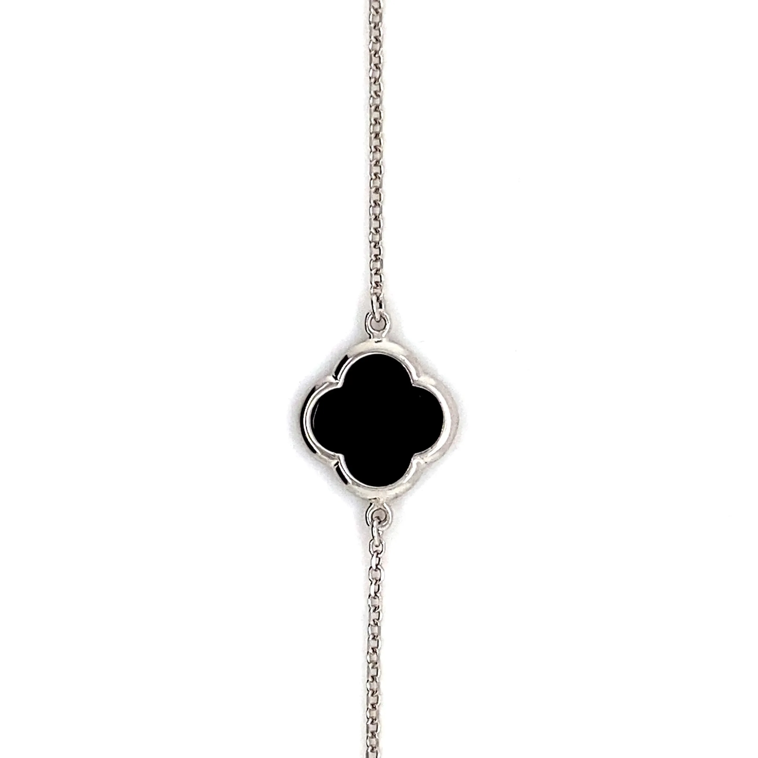 9ct Gold Onyx Clover/Quatrefoil Bracelet (Medium)