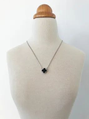 Adjustable Small Onyx Quatrefoil Motif Pendant