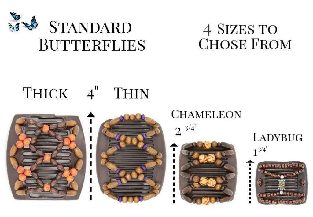 African Butterfly Chameleon Hair Comb - Beada Black 03
