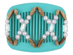 African Butterfly Hair Comb - Dalena Turquoise 14
