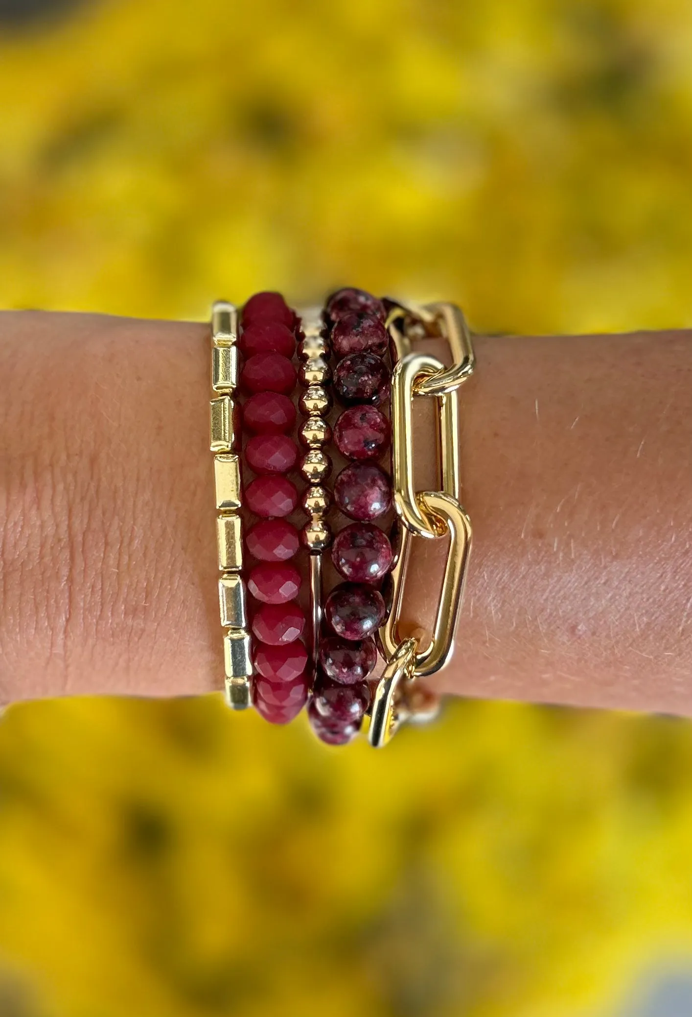 Aggie Maroon Jade 8mm Bracelet