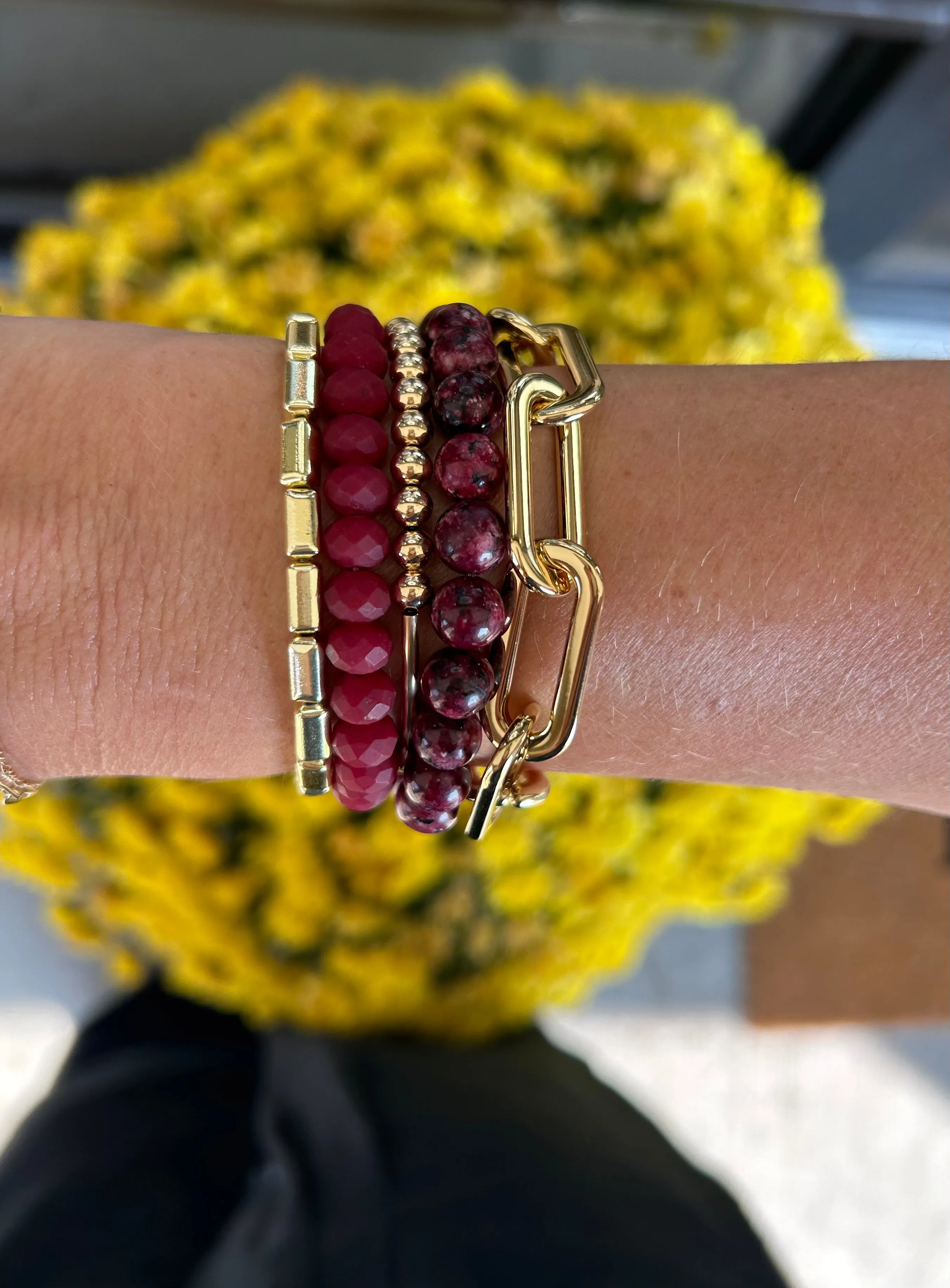 Aggie Maroon Jade 8mm Bracelet