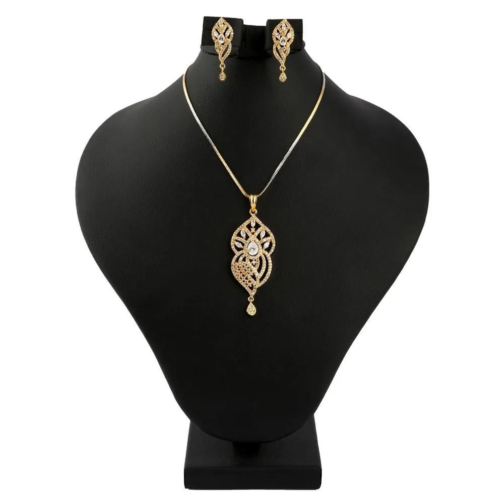 American Diamond Locket Set - Silver & Golden