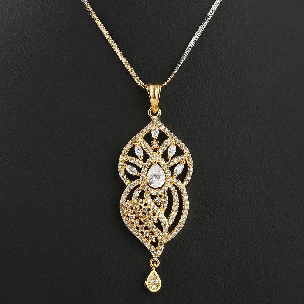 American Diamond Locket Set - Silver & Golden