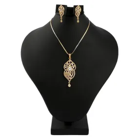 American Diamond Locket Set - Silver & Golden