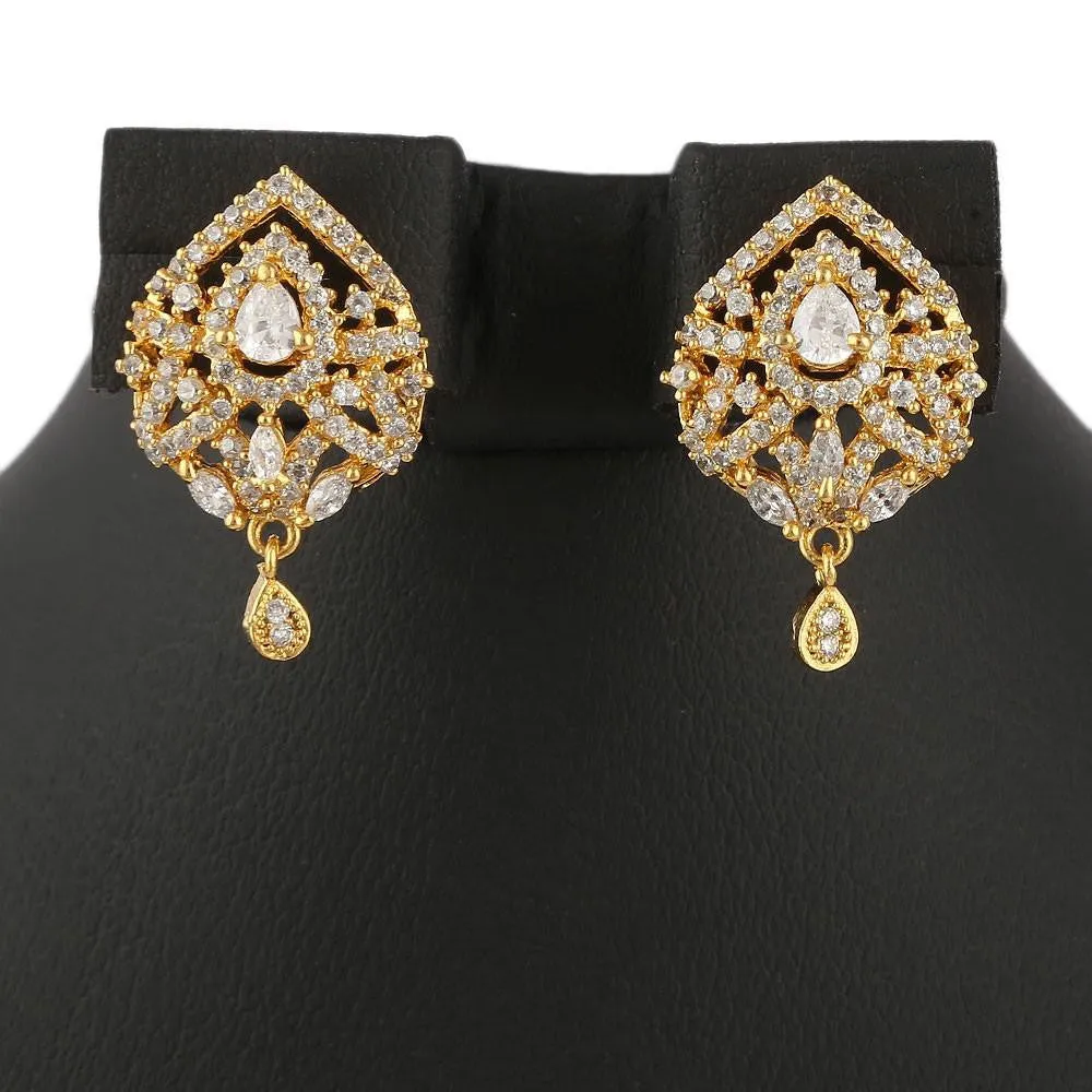 American Diamond Locket Set - White & Golden