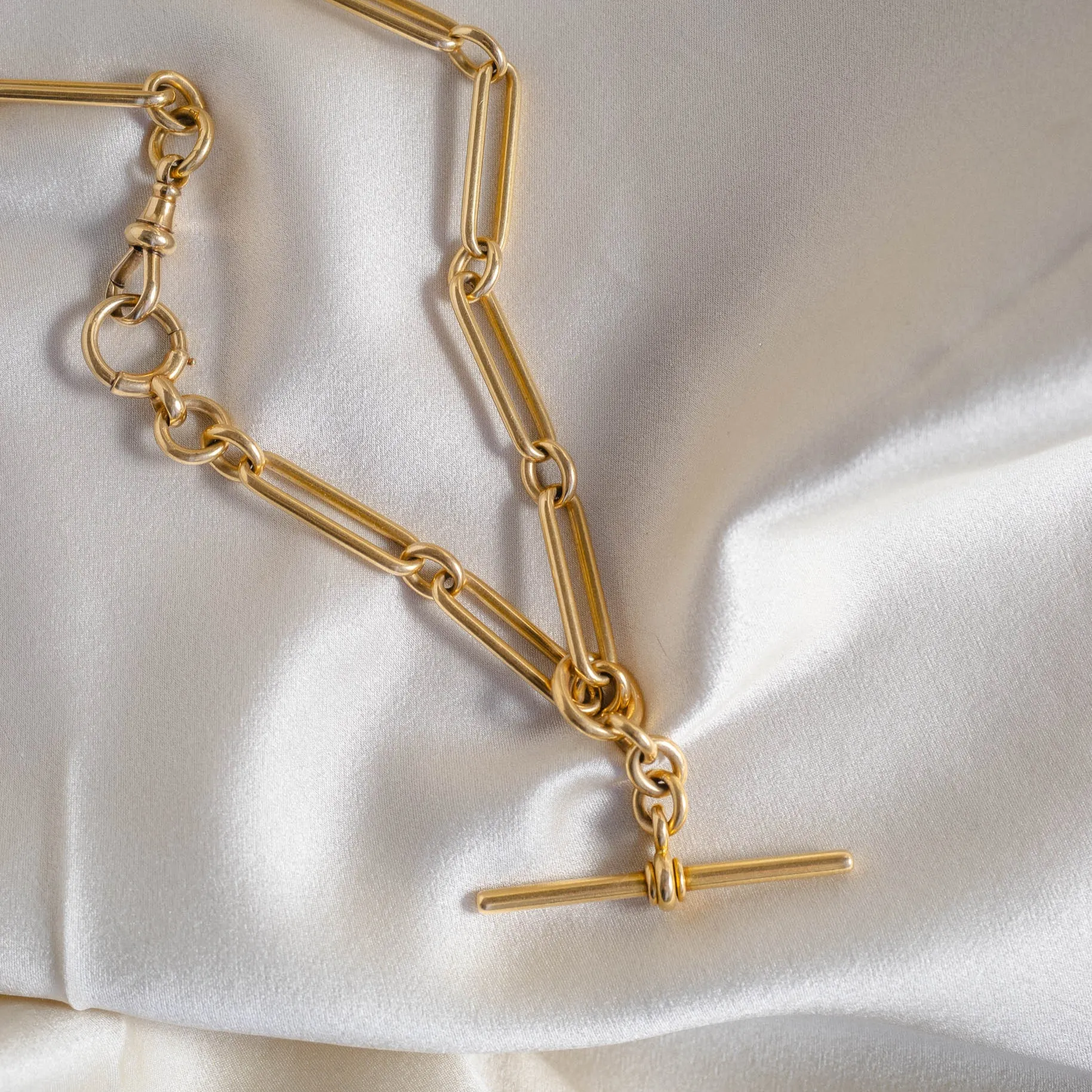 Antique 18k Gold Trombone Link Watch Chain