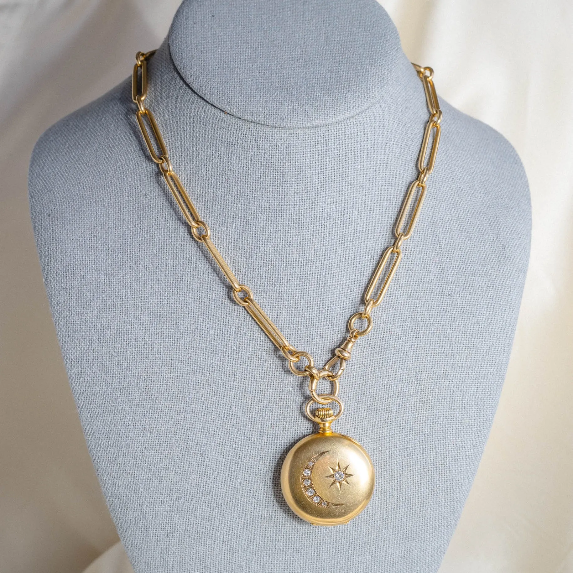 Antique 18k Gold Trombone Link Watch Chain
