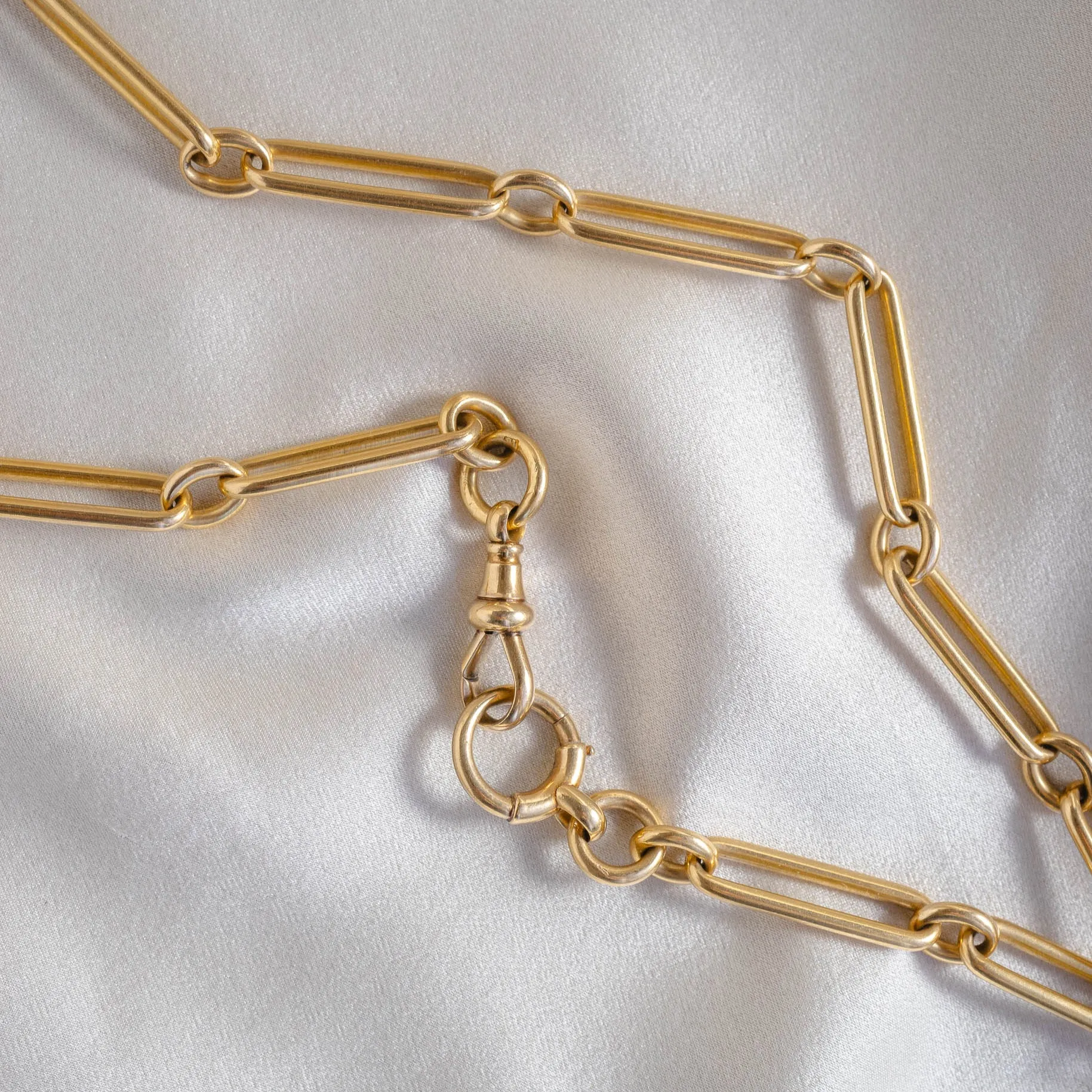 Antique 18k Gold Trombone Link Watch Chain