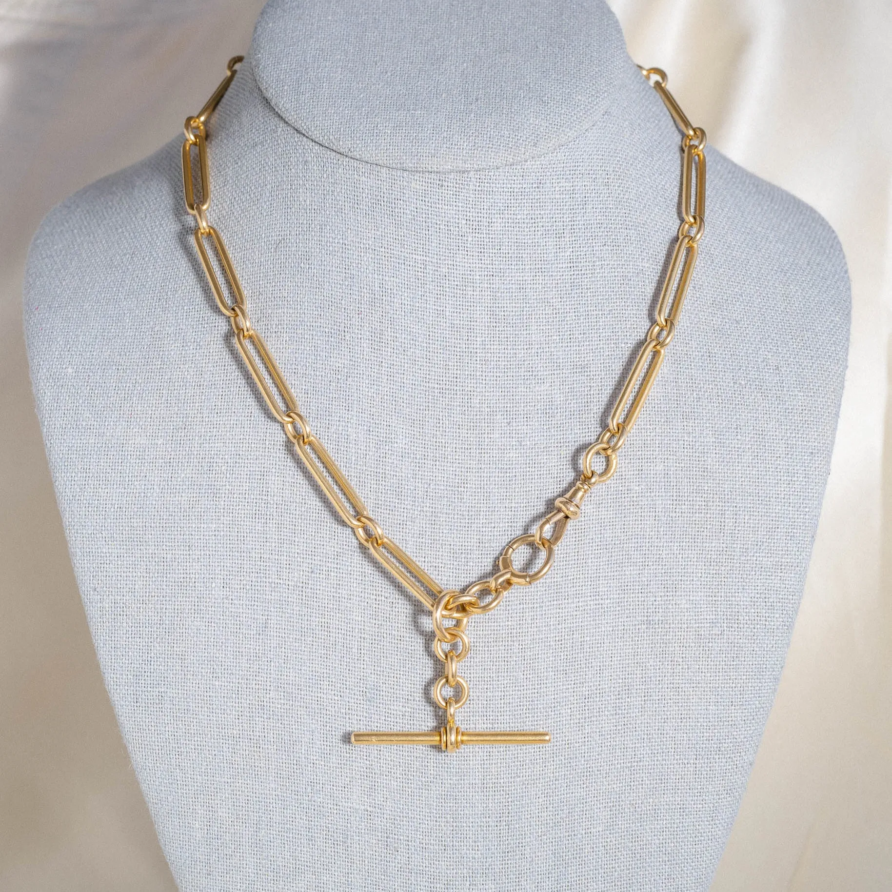 Antique 18k Gold Trombone Link Watch Chain
