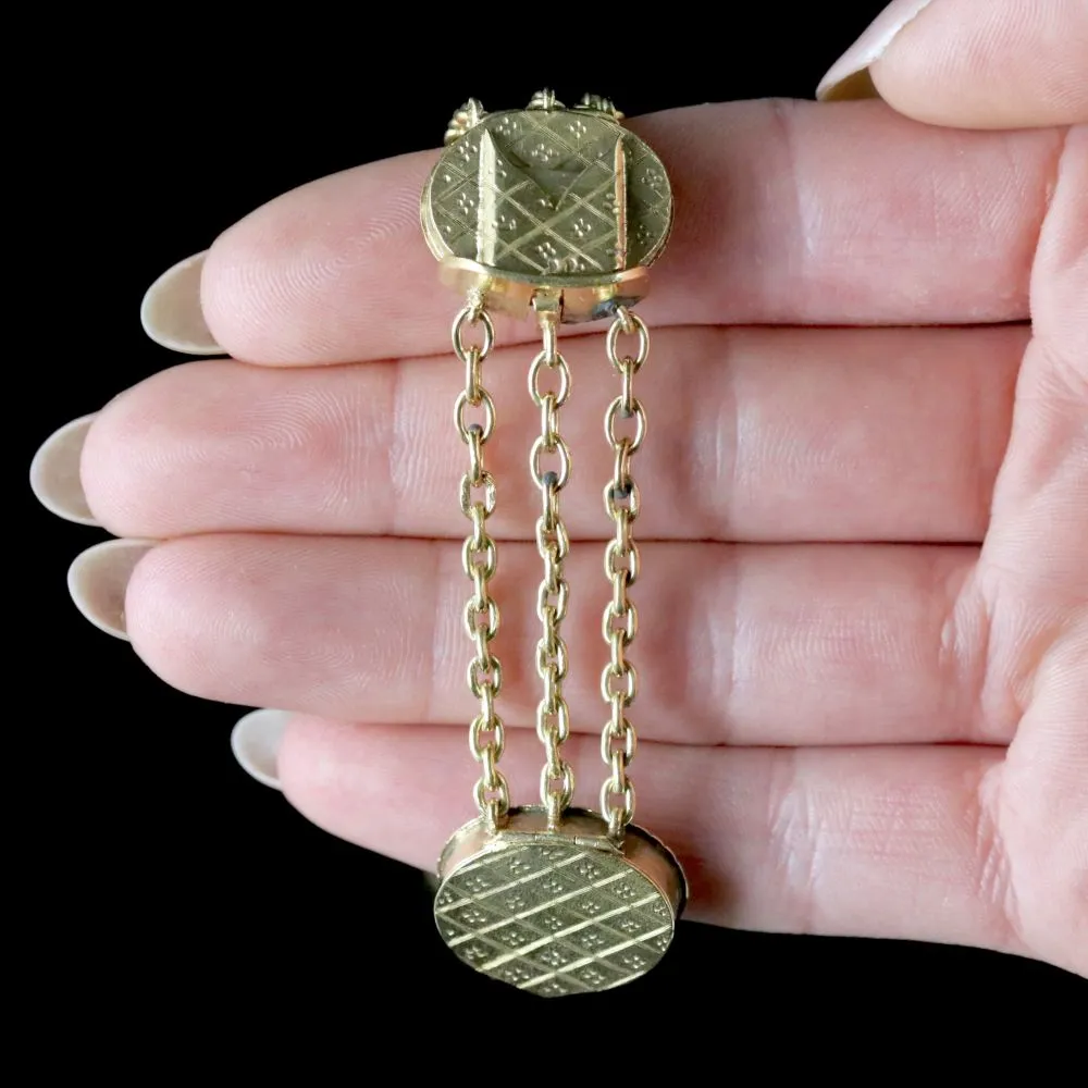 Antique French Locket Bracelet 18Ct Gold Silver Victorian Circa 1860