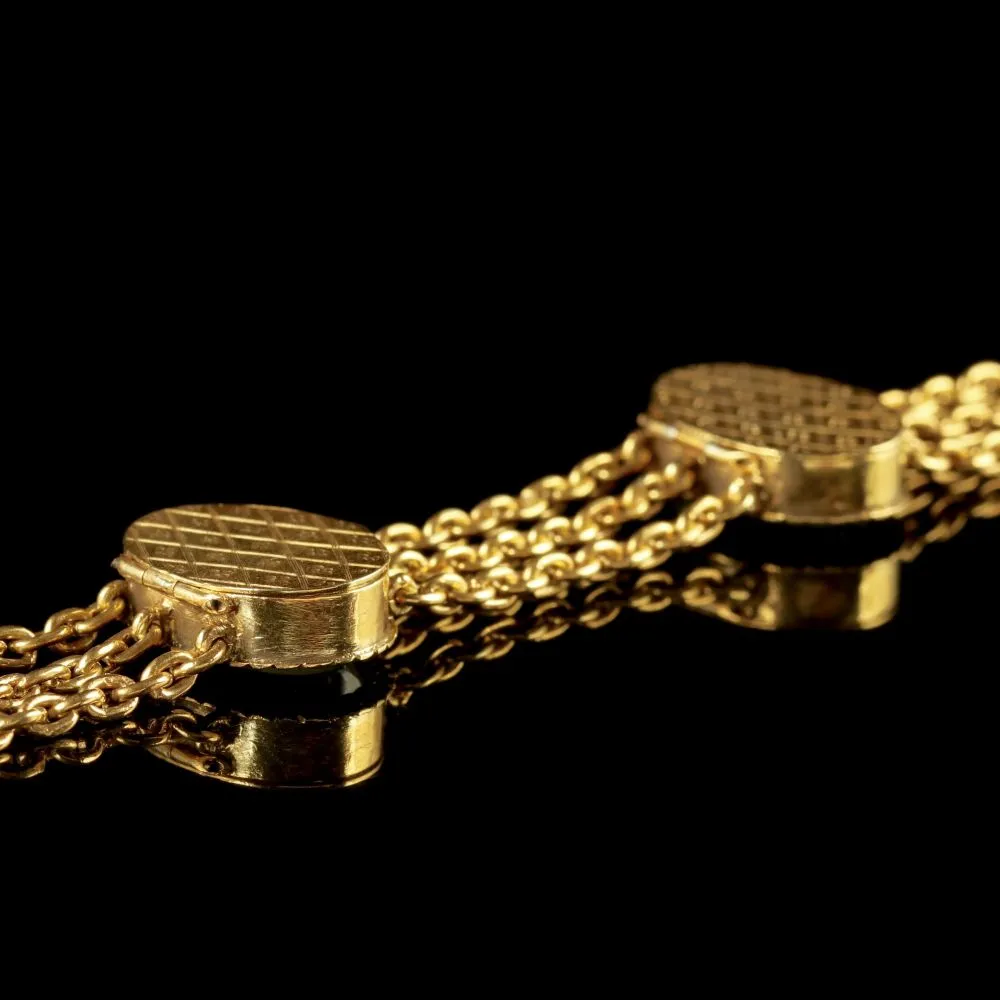 Antique French Locket Bracelet 18Ct Gold Silver Victorian Circa 1860