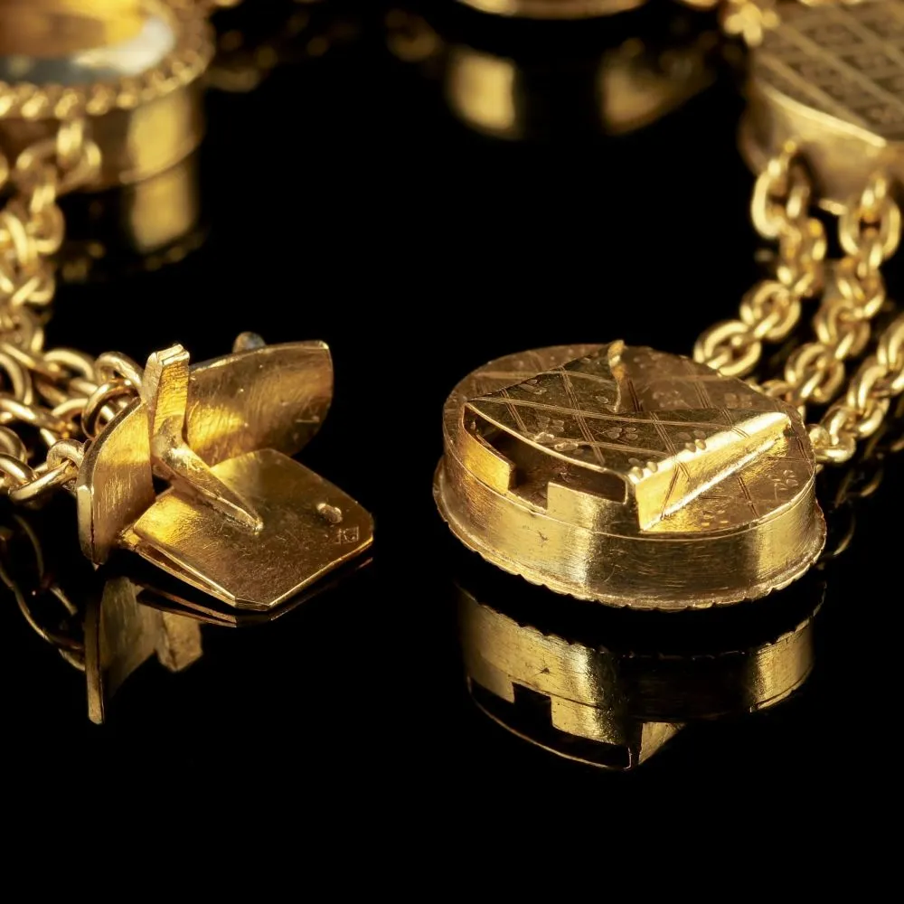 Antique French Locket Bracelet 18Ct Gold Silver Victorian Circa 1860