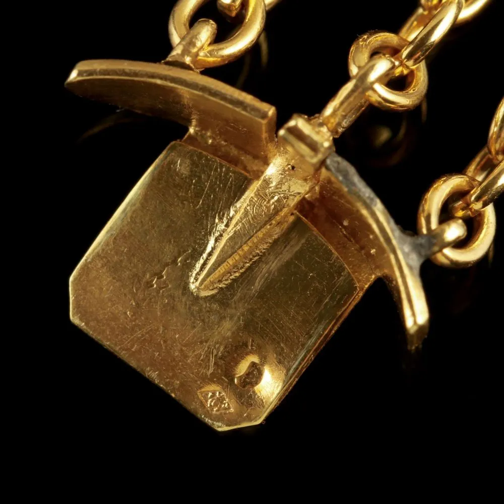 Antique French Locket Bracelet 18Ct Gold Silver Victorian Circa 1860