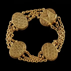 Antique French Locket Bracelet 18Ct Gold Silver Victorian Circa 1860