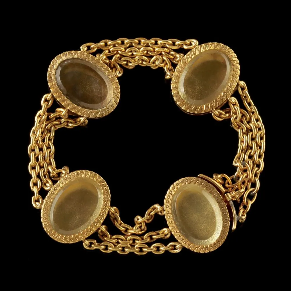 Antique French Locket Bracelet 18Ct Gold Silver Victorian Circa 1860