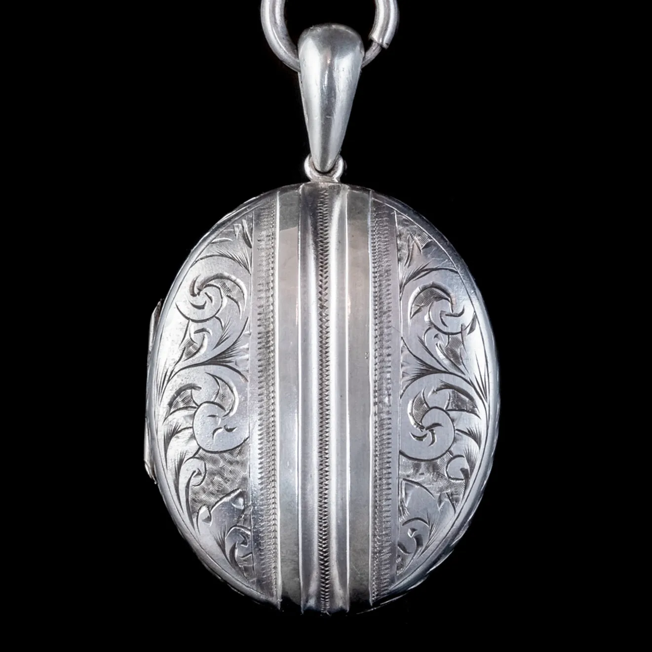 Antique Victorian Locket Collar Necklace Silver Circa 1890