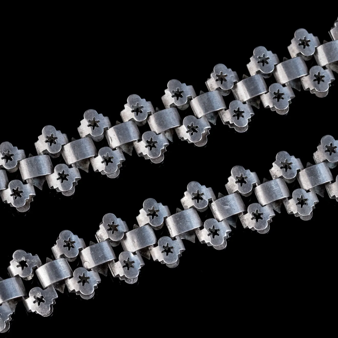 Antique Victorian Locket Collar Necklace Silver Circa 1890
