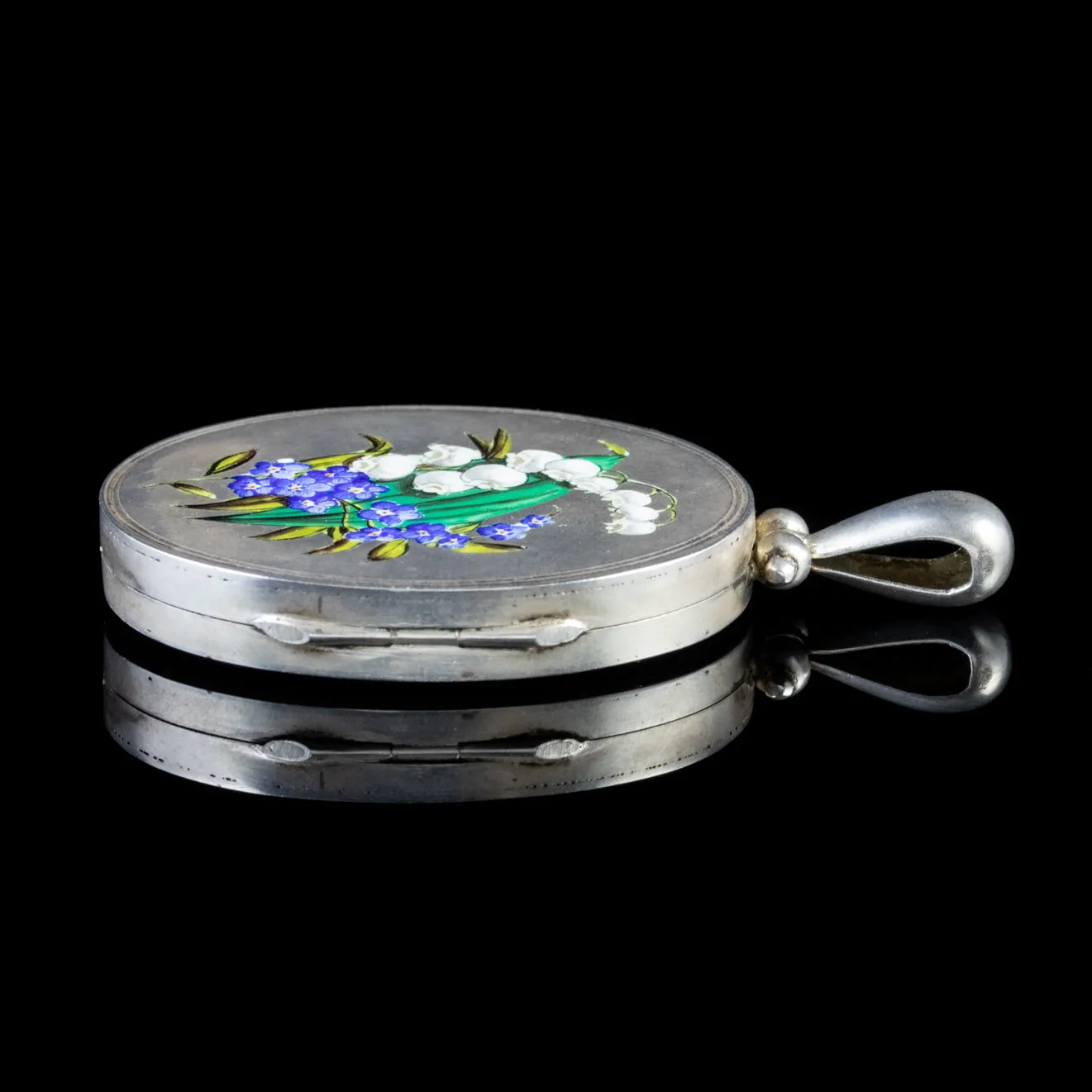 Antique Victorian Silver Forget Me Not Locket Circa 1880