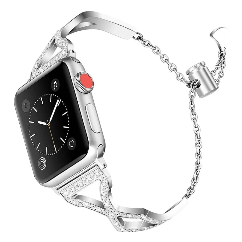 Apple Watch (45mm) rhinestone 304 stainless steel watch strap - Silver