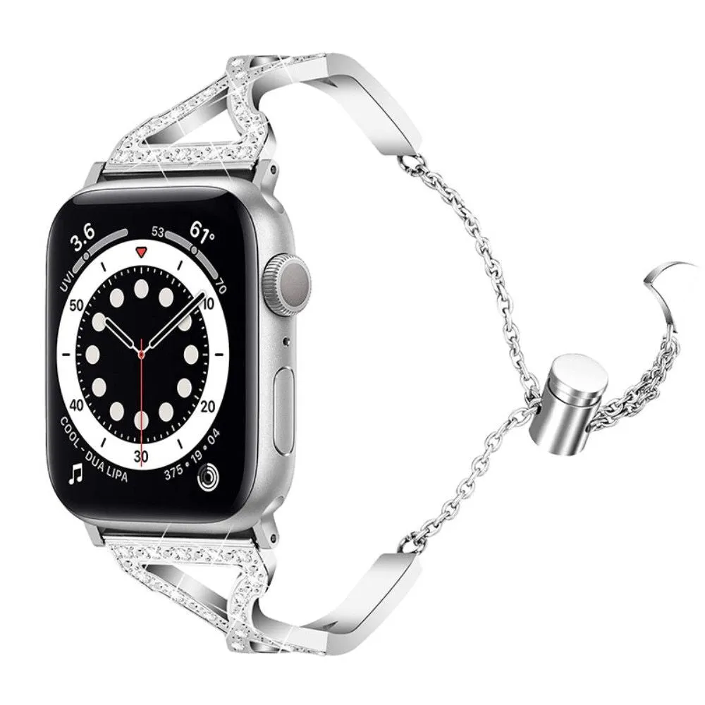 Apple Watch (45mm) rhinestone 304 stainless steel watch strap - Silver