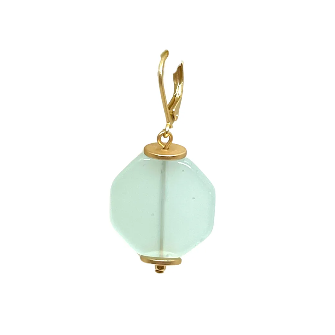 Aqua Quartz Lever Back Earrings