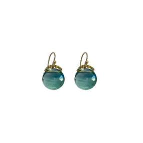 Aquamarine Quartz Wire Hook Earrings