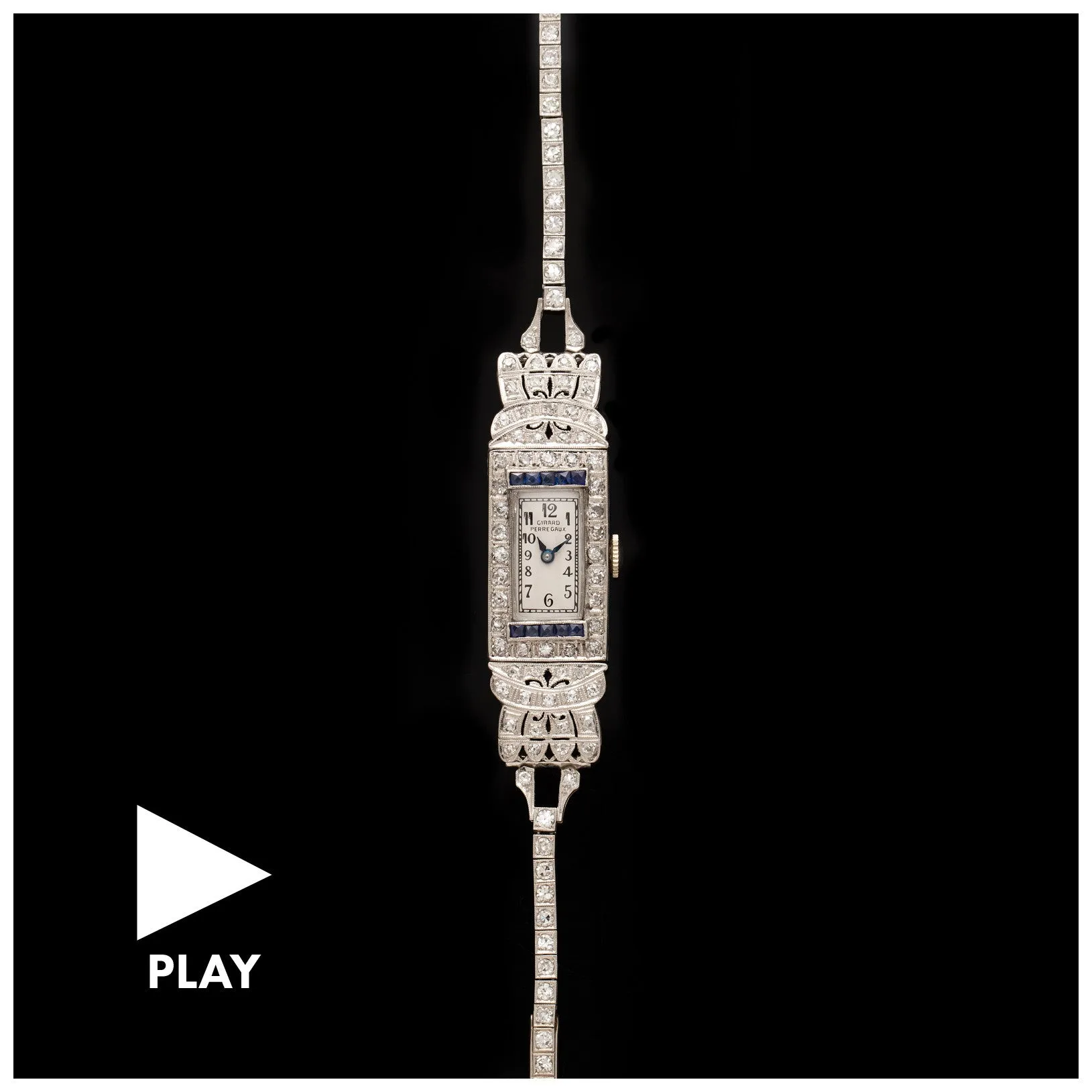Art Deco Girard Perregaux Diamond & Sapphire Timepiece