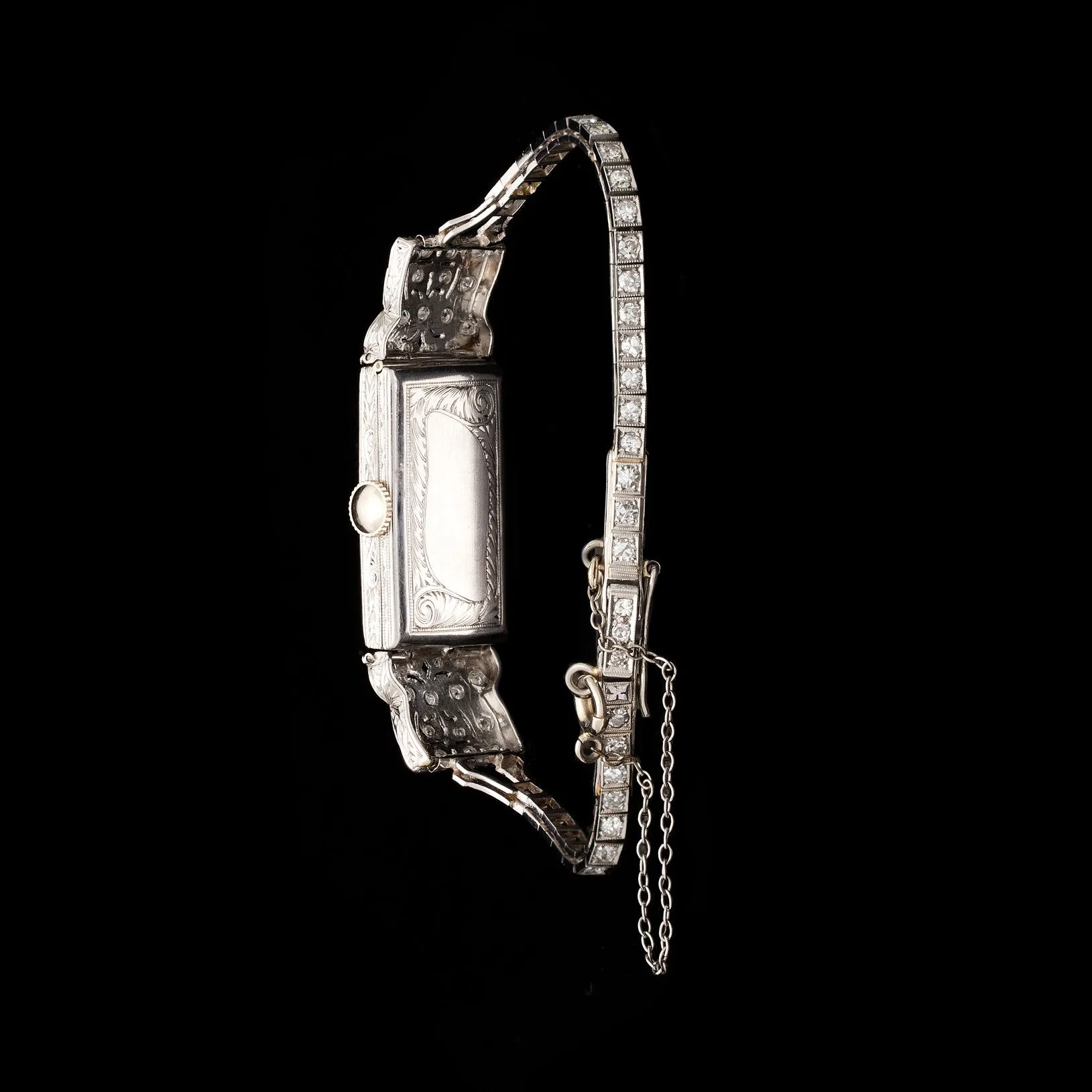 Art Deco Girard Perregaux Diamond & Sapphire Timepiece