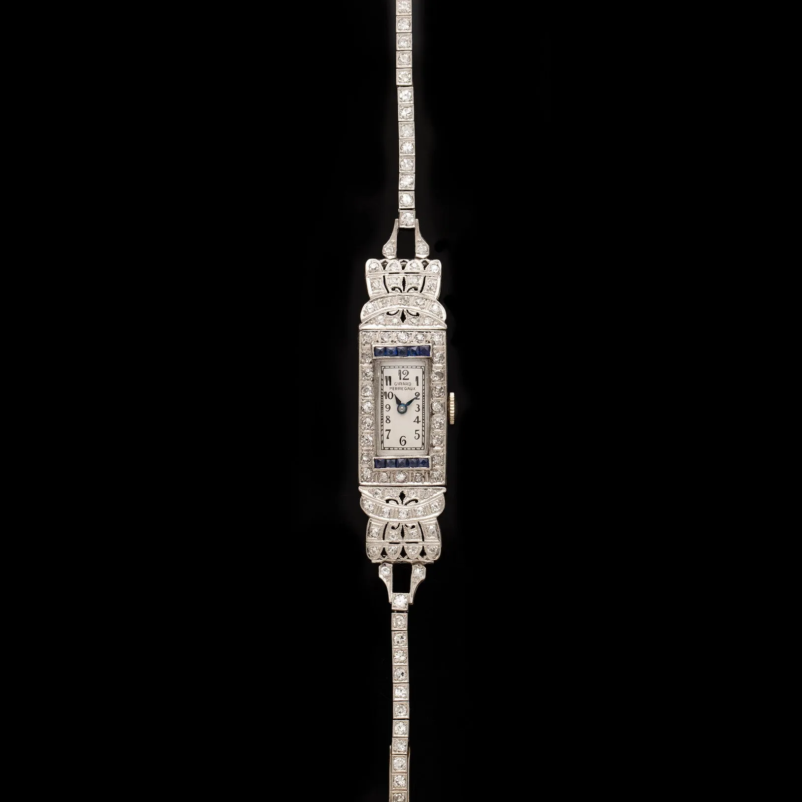 Art Deco Girard Perregaux Diamond & Sapphire Timepiece