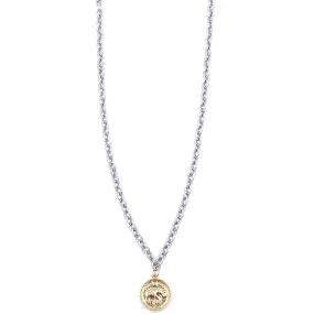 Ashley Gold Stainless Steel Diamond Cut Chain And Elephant Coin Pendant Necklace