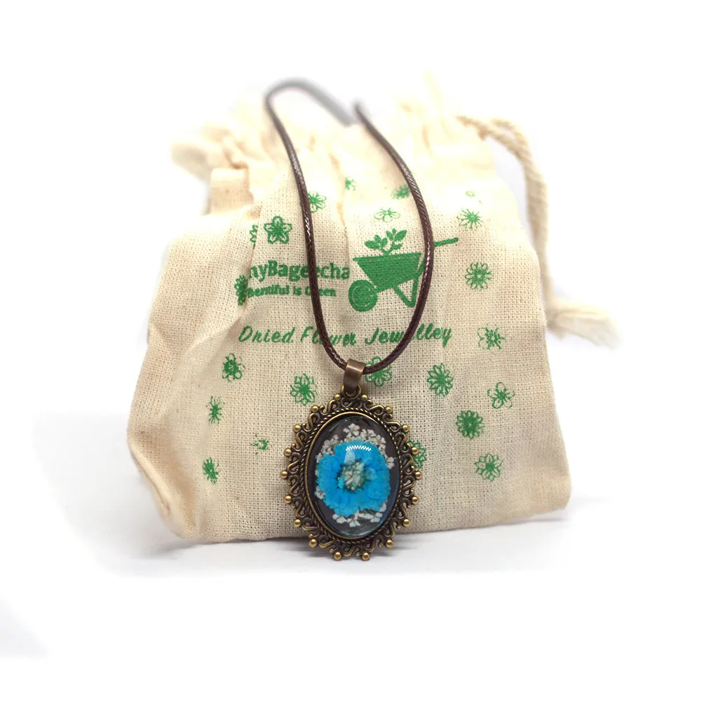 Azure Fantasia Real Dried Flower Necklace