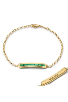 Baguette Emerald Petite Poesy Bracelet