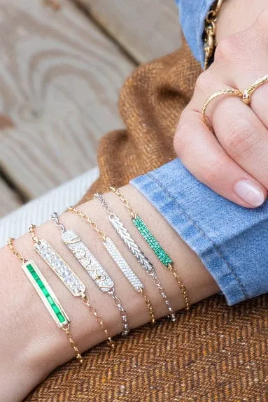 Baguette Emerald Petite Poesy Bracelet