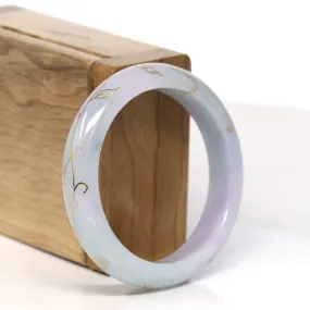 Baikalla "Half Round" 18k Inlay Lavender and Green Jadeite Jade Bangle Bracelet (53.59 mm) #T320