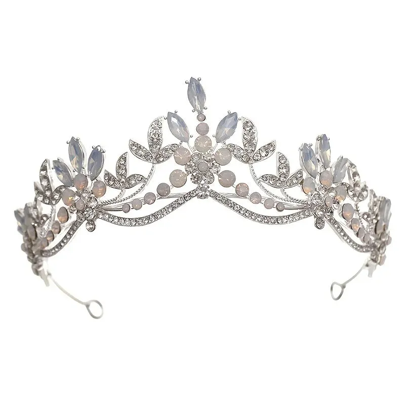 Baroque Vintage Crystal Leaf Rhinestone Tiara Crown Hair Accessory