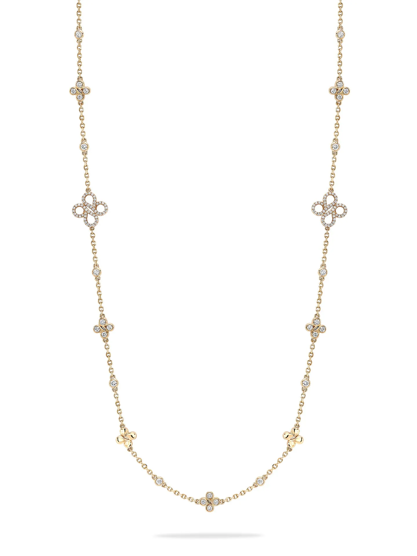 Be Boodles Medium Long Rose Gold Diamond Necklace