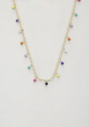 Beaded Circle Link Metal Necklace