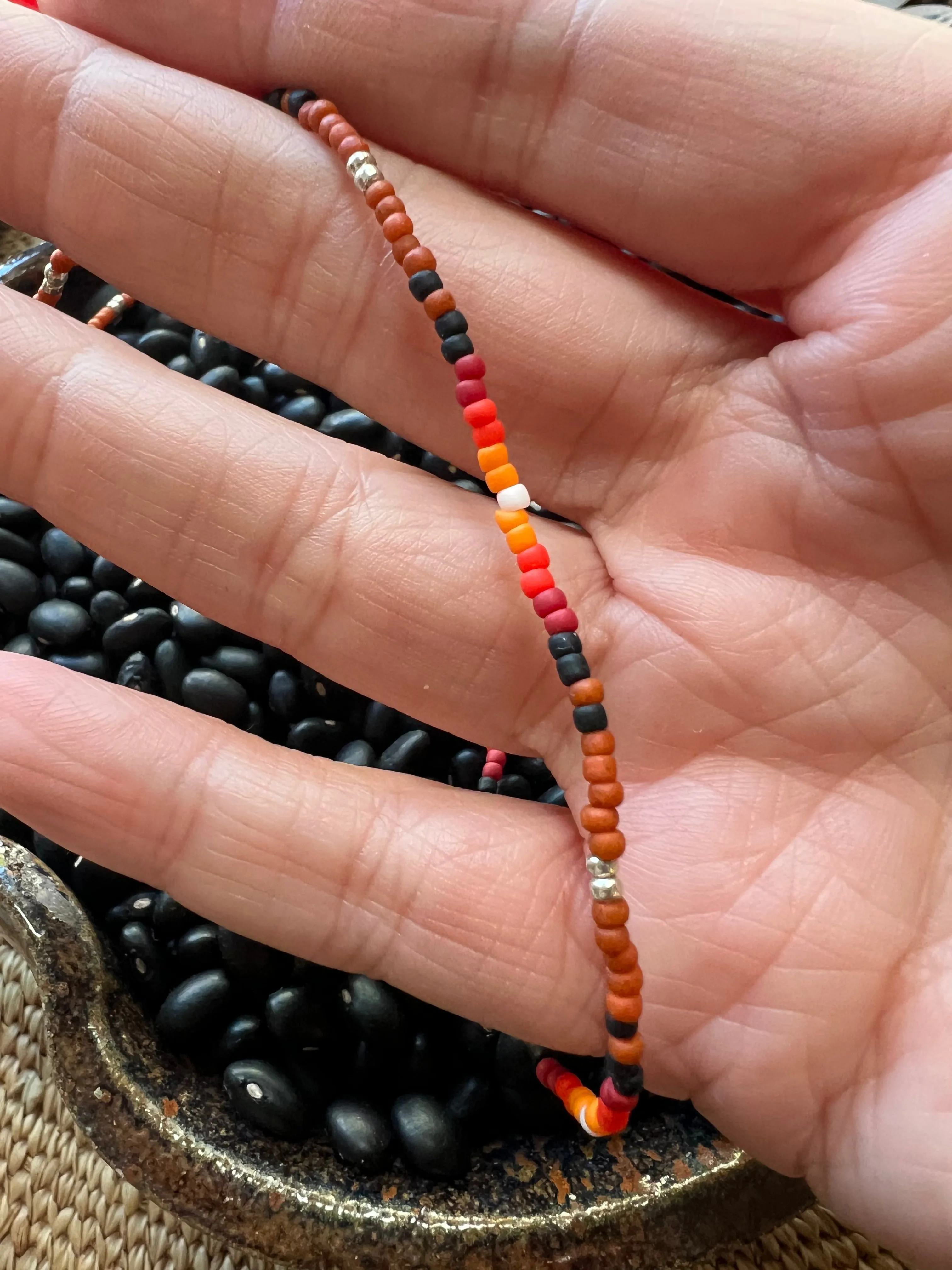Beaded Serape Choker with Sterling Silver Charms