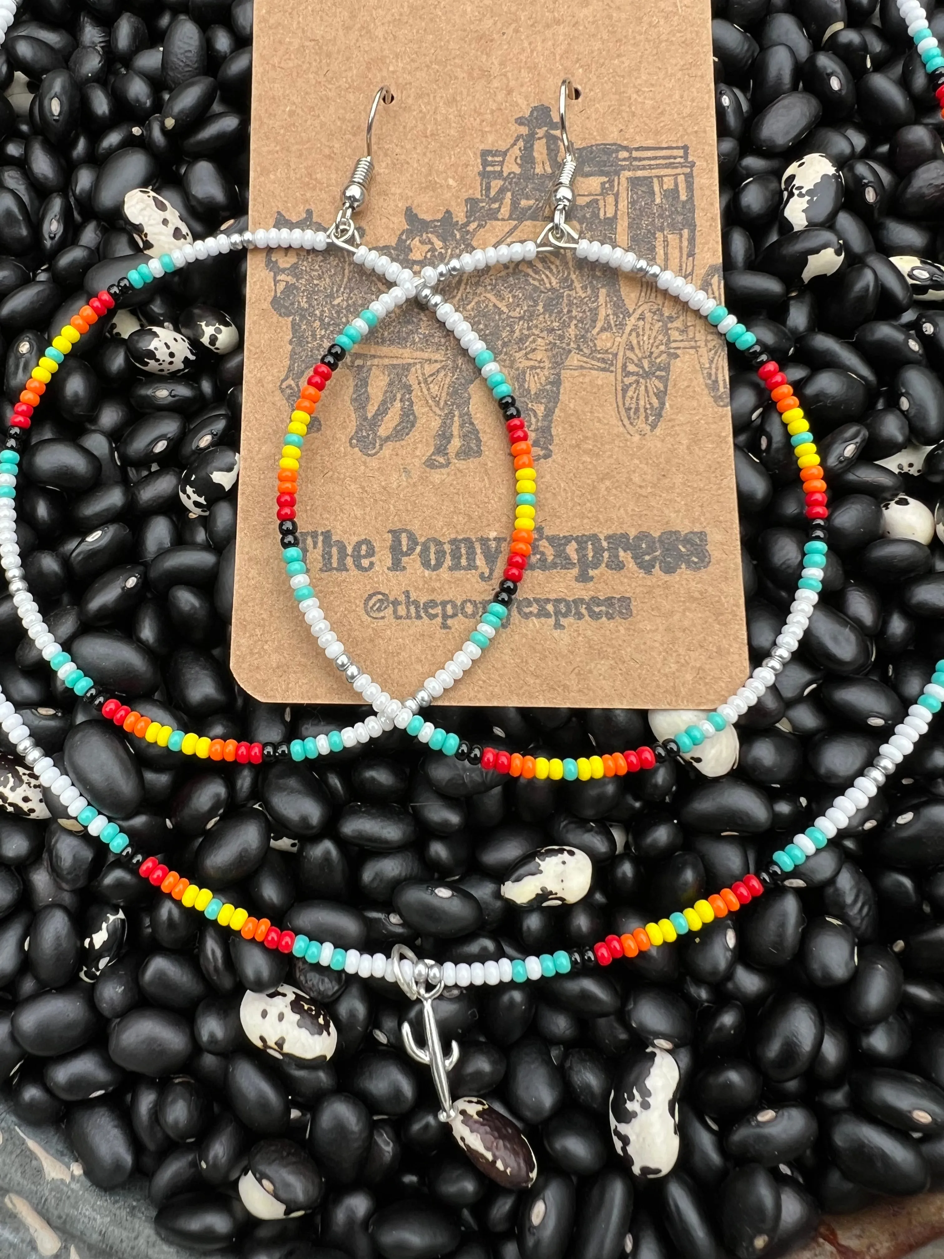 Beaded Serape Choker with Sterling Silver Charms