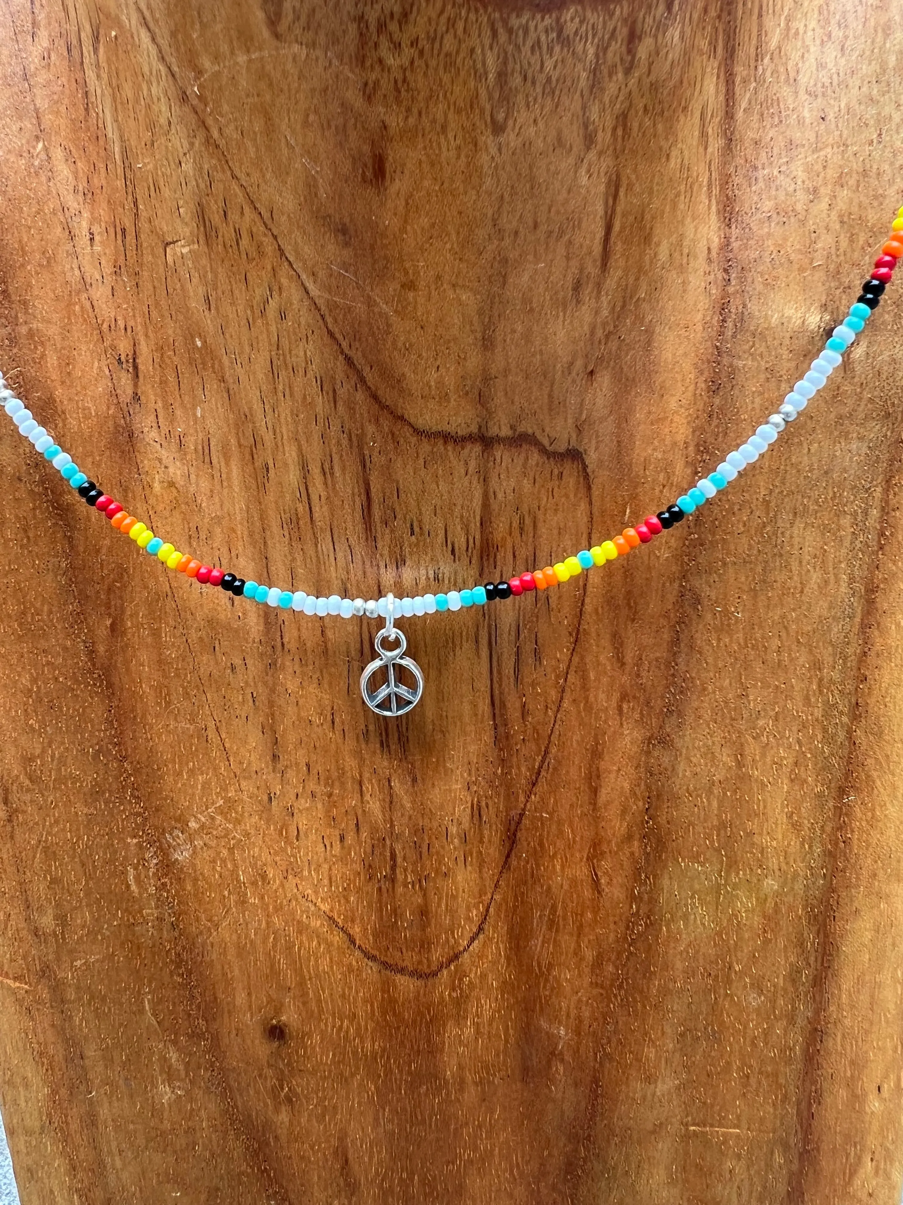Beaded Serape Choker with Sterling Silver Charms
