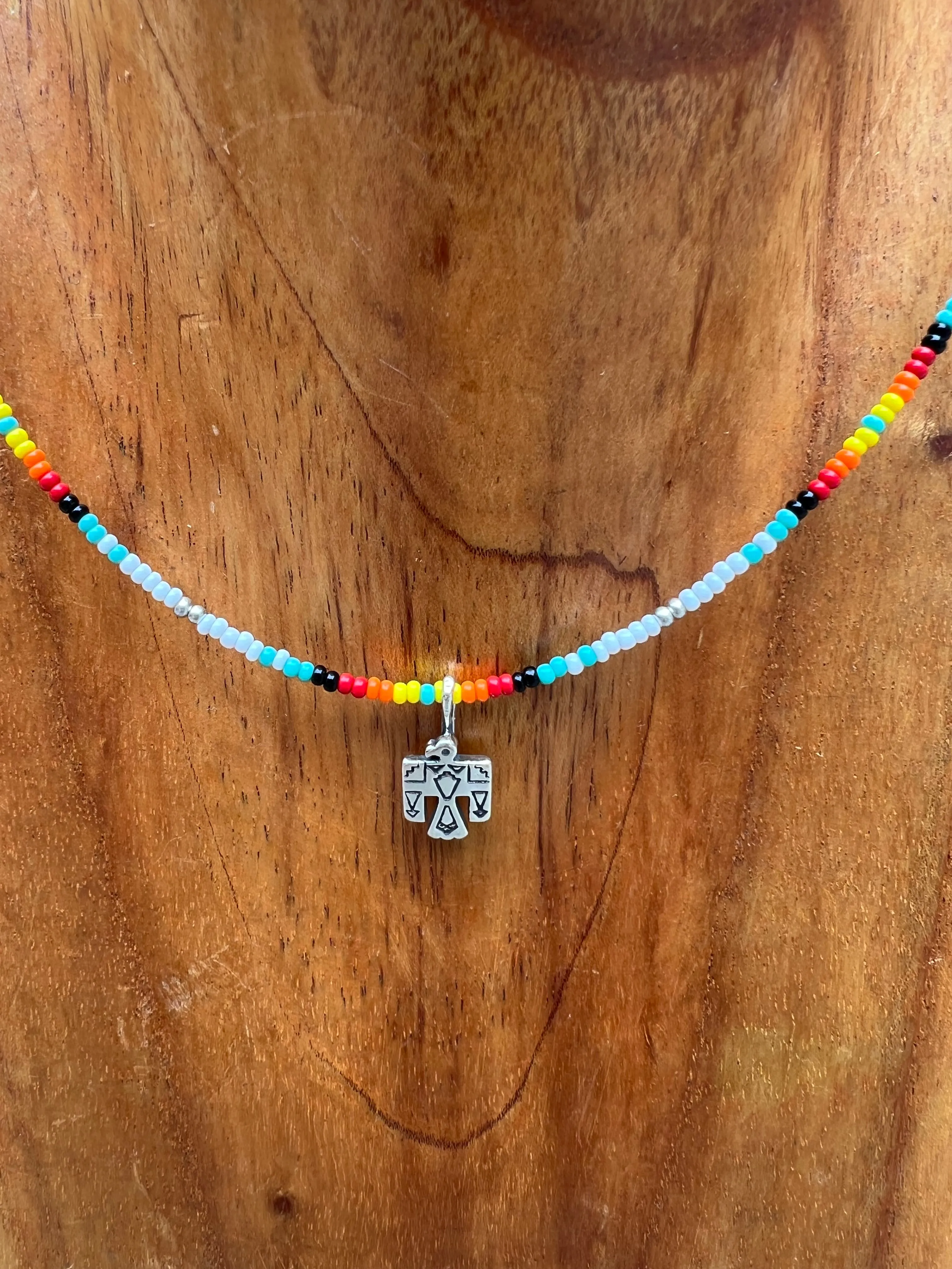 Beaded Serape Choker with Sterling Silver Charms